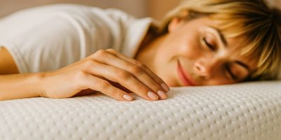 girl sleepin on Emma hybrid mattresses